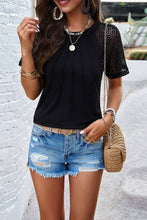 Load image into Gallery viewer, TEMPERAMENT ROUND COLLAR SHORT SLEEVE BLOUSE_CWTSTS0166: BLACK / (M) 1