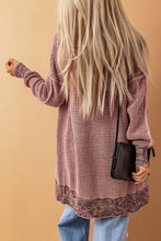 Load image into Gallery viewer, Pink Plaid Knitted Long Open Front Cardigan