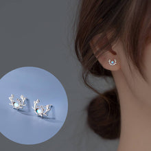 Load image into Gallery viewer, Deer Head Antler Moose Stud Earrings in 925 Sterling Silver