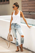 Load image into Gallery viewer, WASHED DENIM PANTS WITH STRAIGHT PIPE HOLES_CWJP0251: LIGHTBLUE / (XXL) 1