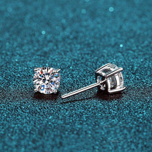 Load image into Gallery viewer, Four-Prong Moissanite Stud Earrings in 925 Sterling Silver: 0.6 ct