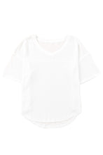 Load image into Gallery viewer, White Waffle Knit Drop Shoulder Loose Top