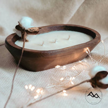 Load image into Gallery viewer, SPRING & SUMMER: 3 Wick Natural Wood Dough Bowl Soy Candle