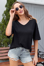 Load image into Gallery viewer, White Waffle Knit Drop Shoulder Loose Top