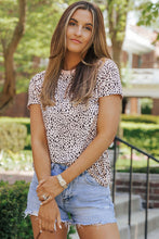 Load image into Gallery viewer, Red Cheetah Print O-neck Short Sleeve T Shirt