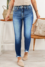 Load image into Gallery viewer, Blue Raw Hem Ankle-length Skinny Jeans