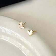Load image into Gallery viewer, Mother of Pearl Heart Stud Earrings in 925 Sterling Silver: Silver