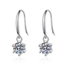 Load image into Gallery viewer, Six-Prong Moissanite Hook Earrings in 925 Sterling Silver: 1.0 ct