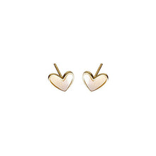 Load image into Gallery viewer, Mother of Pearl Heart Stud Earrings in 925 Sterling Silver: Gold