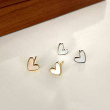 Load image into Gallery viewer, Mother of Pearl Heart Stud Earrings in 925 Sterling Silver: Silver