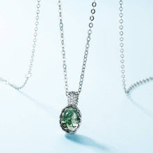 Load image into Gallery viewer, Oval Cut Moss Agate Pendant Necklace in 925 Sterling Silver