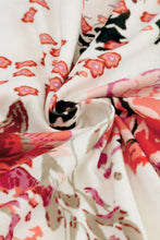 Load image into Gallery viewer, Red Floral Short Sleeve Round Neck Blouse