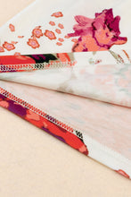 Load image into Gallery viewer, Red Floral Short Sleeve Round Neck Blouse