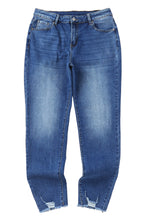 Load image into Gallery viewer, Blue Raw Hem Ankle-length Skinny Jeans