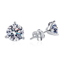 Load image into Gallery viewer, Three-Prong Moissanite Stud Earring in 925 Sterling Silver