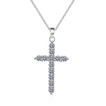 Load image into Gallery viewer, Moissanite Cross Pendant Necklace in 925 Sterling Silver: 0.36 ct