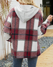 Load image into Gallery viewer, Plaid Pockets Hooded Loose-Fitting Shirt Jacket