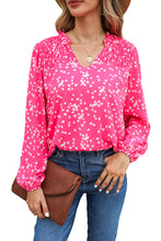 Load image into Gallery viewer, Yellow Split Neck Fall Printed Crinkled Blouse