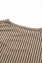 Load image into Gallery viewer, Khaki Striped Crew Neck Ruffled Tank Top