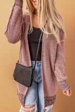 Load image into Gallery viewer, Pink Plaid Knitted Long Open Front Cardigan