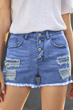 Load image into Gallery viewer, Sky Blue Gypsy Mid-rise Distressed Denim Shorts