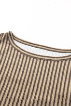 Load image into Gallery viewer, Khaki Striped Crew Neck Ruffled Tank Top