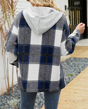 Load image into Gallery viewer, Plaid Pockets Hooded Loose-Fitting Shirt Jacket