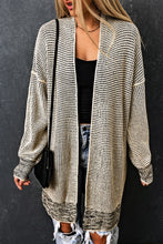 Load image into Gallery viewer, Pink Plaid Knitted Long Open Front Cardigan