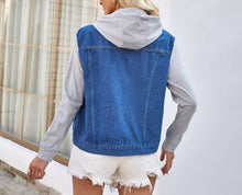 Load image into Gallery viewer, Washed Patchwork Denim Jacket Vest