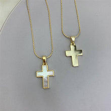 Load image into Gallery viewer, Gold Mother Of Pearl Cross Pendant Necklace in Solid Copper