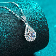 Load image into Gallery viewer, Teardrop Moissanite Pendant Necklace in 925 Sterling Silver: 1.0 ct