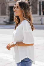 Load image into Gallery viewer, White Waffle Knit Drop Shoulder Loose Top