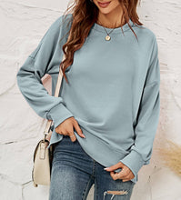 Load image into Gallery viewer, Crewneck Hem Split Pullover Sweatshirt