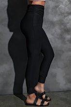 Load image into Gallery viewer, Black High Waist Pleated Pocket Leggings