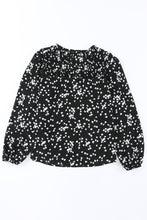 Load image into Gallery viewer, Yellow Split Neck Fall Printed Crinkled Blouse