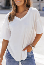 Load image into Gallery viewer, White Waffle Knit Drop Shoulder Loose Top