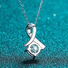 Load image into Gallery viewer, Four-Prong Moissanite Ribbon Necklace in 925 Sterling Silver: 1.0 ct