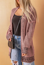 Load image into Gallery viewer, Pink Plaid Knitted Long Open Front Cardigan