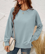 Load image into Gallery viewer, Crewneck Hem Split Pullover Sweatshirt