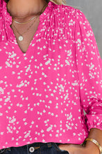 Load image into Gallery viewer, Yellow Split Neck Fall Printed Crinkled Blouse