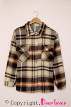 Load image into Gallery viewer, Orange Geometric Plaid Print Pocketed Shacket