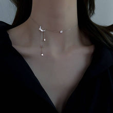 Load image into Gallery viewer, Moon Star Layered Tassel Necklace in 925 Sterling Silver