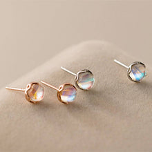 Load image into Gallery viewer, Tiny Round Moonstone Stud Earrings in 925 Sterling Silver