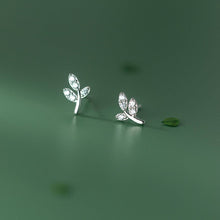 Load image into Gallery viewer, Dainty Cute Branch Leaf Stud Earrings in 925 Sterling Silver: Sliver