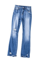 Load image into Gallery viewer, Blue Distressed Flare Jeans
