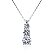 Load image into Gallery viewer, Three Stone Moissanite Charm Necklace in 925 Sterling Silver