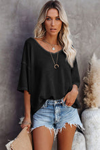 Load image into Gallery viewer, White Waffle Knit Drop Shoulder Loose Top
