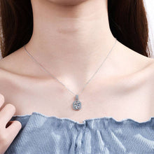 Load image into Gallery viewer, Square Moissanite Halo Charm Necklace in 925 Sterling Silver: 0.5 ct