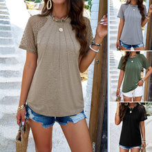 Load image into Gallery viewer, TEMPERAMENT ROUND COLLAR SHORT SLEEVE BLOUSE_CWTSTS0166: GREY / (XL) 1