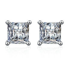 Load image into Gallery viewer, Square Moissanite Stud Earrings in 925 Sterling Silver: 1.2 ct
